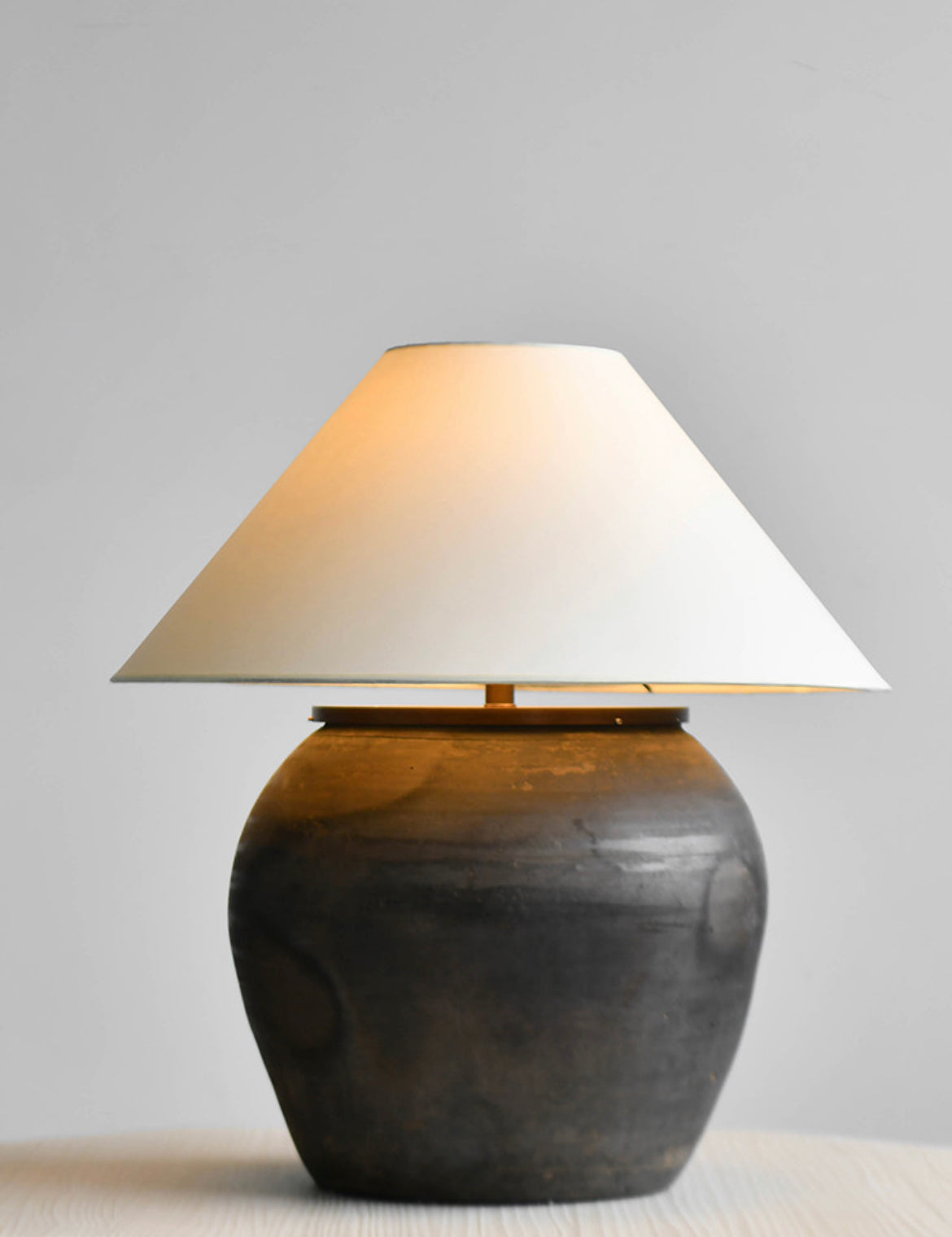Large Black Pottery Table Lamp Large Black Pottery Table Lamp